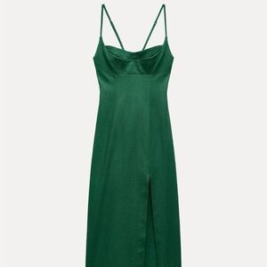 Zara Dark Green Spaghetti Strap Dress